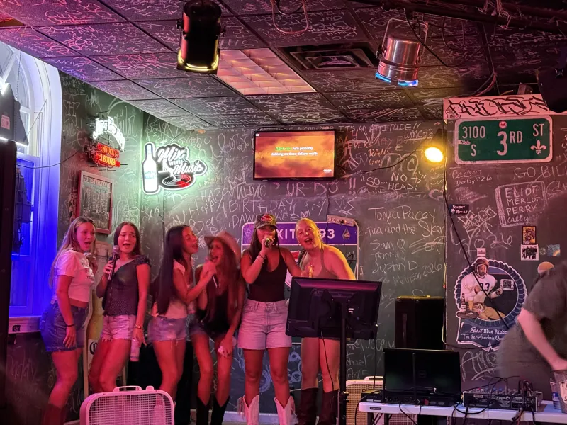 Singer performing at karaoke