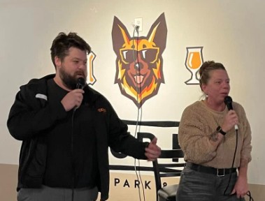 Karaoke hosts on the mic