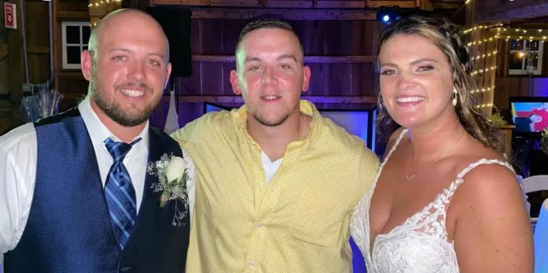 All Star Entertainment crew with a happy couple